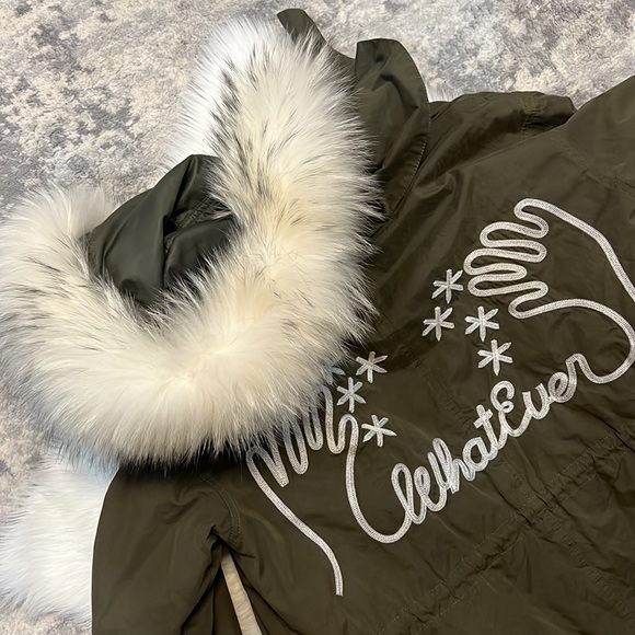 Warm army green knee length jacket - Picture 2 of 10